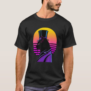 Camiseta Gato em Fraque Roxo Chapéu Alto e Óculos no Sol