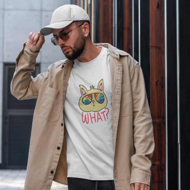 Camiseta Gato Em Óculos De Sol Arco-Íris (Criador carregado)