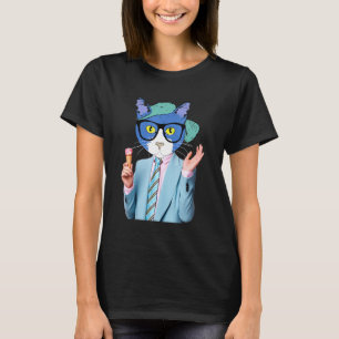 Camiseta Gato Em Óculos Humor E Gato Divertido Com Gelo