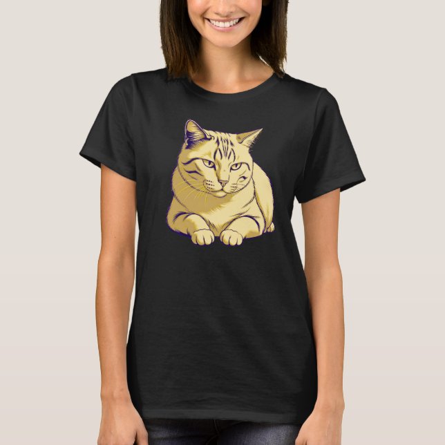 Camiseta Gato em Pausa Suave – Descanso Mínimo Tranquilo (Frente)
