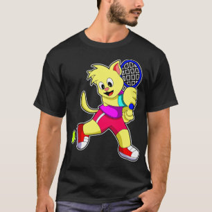 Camiseta Gato em Tênis com bola de Tênis de raquete de Têni
