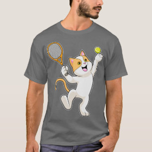 Camiseta Gato em Tênis com raquete Tênis