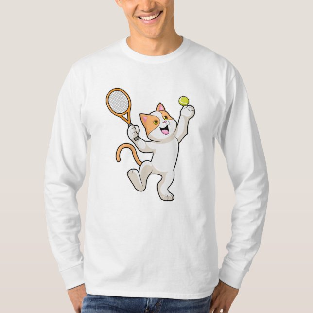 Camiseta Gato em Tênis com raquete Tênis (Frente)