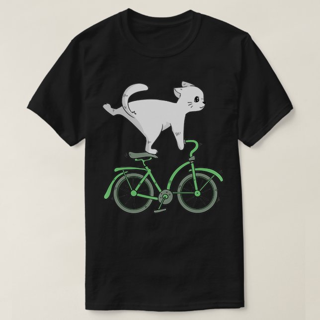 Camiseta Gato em uma lata de bicicleta de Kitten (Frente do Design)