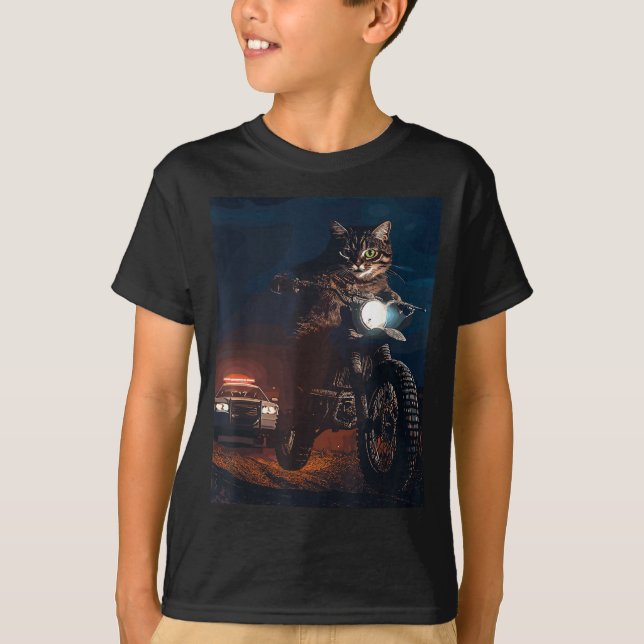 Camiseta Gato em uma moto de terra  (Frente)