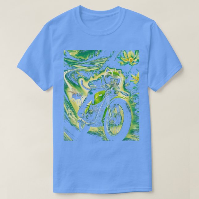 Camiseta Gato em uma moto Engraçado e Cicadas 2024 (Frente do Design)