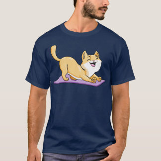 Camiseta Gato em Yoga com Ioga Mat 2