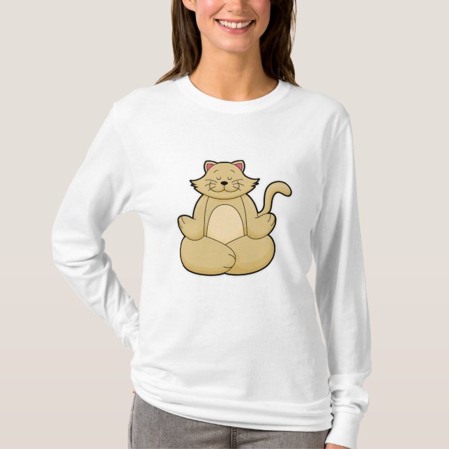 Camiseta Gato em Yoga Estreitamento em Pernas cruzadas (Frente)