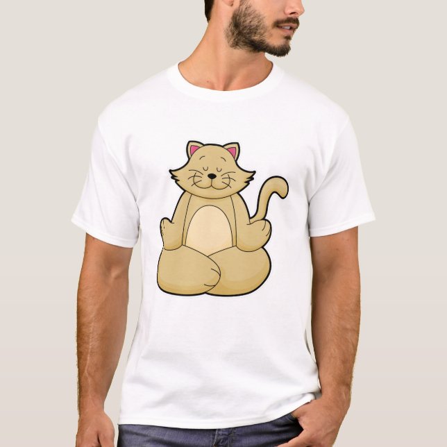 Camiseta Gato em Yoga Estreitamento em Pernas cruzadas (Frente)
