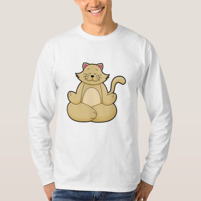 Camiseta Gato em Yoga Estreitamento em Pernas cruzadas (Frente)