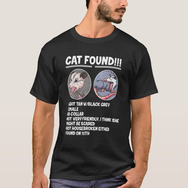 Camiseta Gato Encontrou Possum  Gambá (Frente)