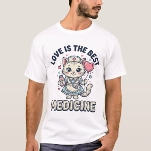 Camiseta Gato Enfermeira Fofo Amor é a Melhor Medicina Desi