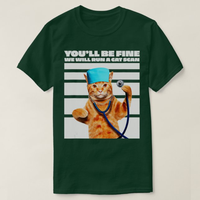Camiseta Gato Enfermeiro Vamos Executar Uma Piada De Digita (Frente do Design)