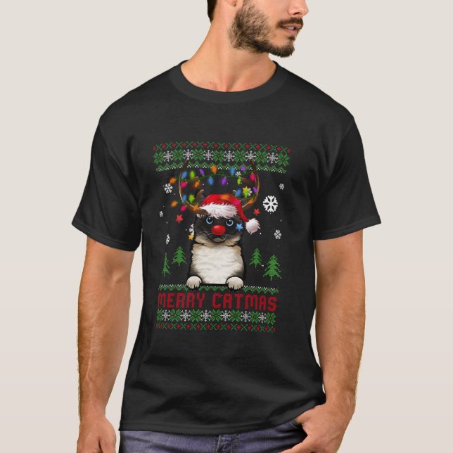 Camiseta Gato Engraçado Adora Birman Bonito Catmas Feio Nat (Frente)