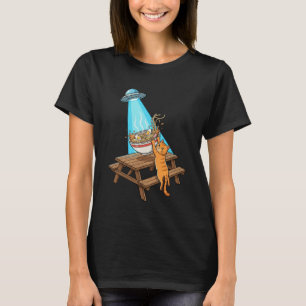 Camiseta Gato Engraçado Alien Ramen Gráfico Japonês Kawaii