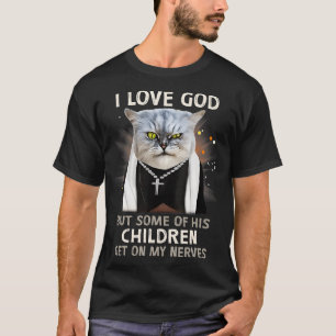 Camiseta Gato Engraçado Ama Deus Mas Algumas Crianças Ficam