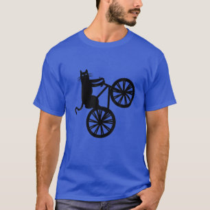 Camiseta Gato Engraçado Andando Trick Bike Novelly Mulheres