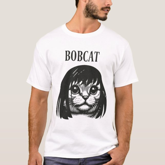 Camiseta Gato Engraçado Bob Hairstyle Bobcat Gats Humorous  (Frente)
