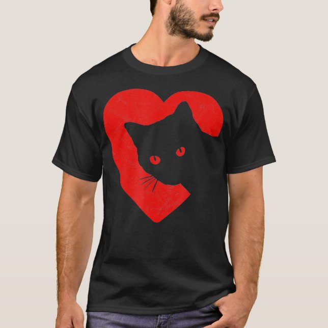 Camiseta Gato Engraçado Bonito Dia de os namorados Gráfico  (Frente)