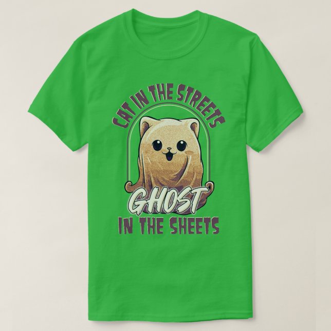 Camiseta Gato Engraçado Boop Pun Ghost Graphic Men Crianças (Frente do Design)