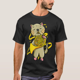 Camiseta Gato Engraçado Brincando com o Instrumento Musical