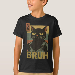 Camiseta Gato Engraçado Bruh Adolescente Garotas Homens Mem