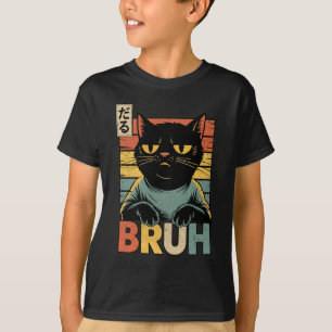 Camiseta Gato Engraçado BRUH Adolescentes Meninos Meninas H