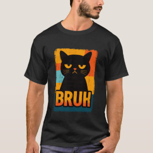 Camiseta Gato Engraçado Bruh Kitty Legal Amante de Irmãos M
