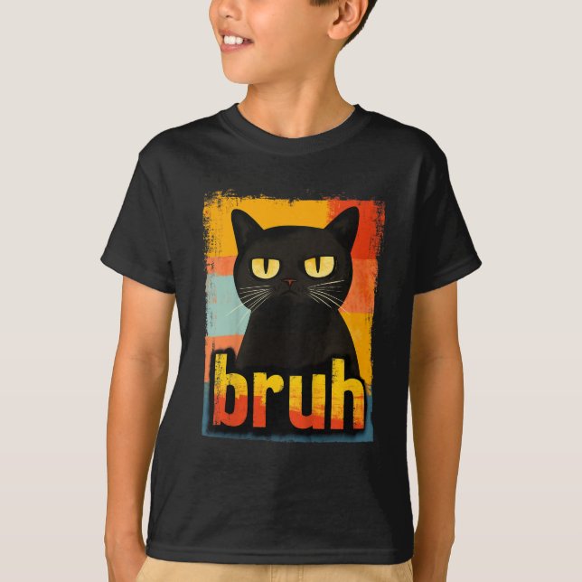 Camiseta Gato Engraçado Bruh Para Adolescentes Meninas Home (Frente)