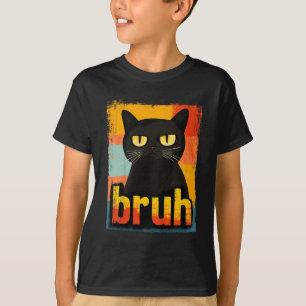Camiseta Gato Engraçado Bruh Para Adolescentes Meninos Meni