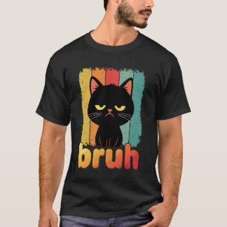 Camiseta Gato Engraçado Bruh para Meninos Meninas Homens Mu