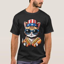 Gato engraçado cachorro-quente Comida de 4 de julh