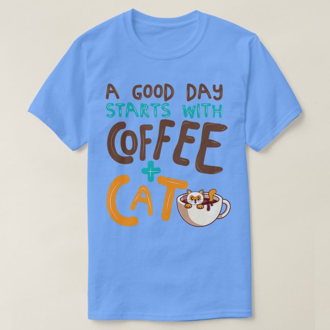 Camiseta Gato Engraçado Café Mug Gato Lover Café Café Gato  (Frente do Design)