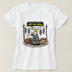 Camiseta gato engraçado celebrando 2026