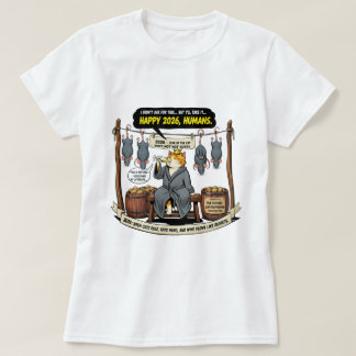 Camiseta gato engraçado celebrando 2026