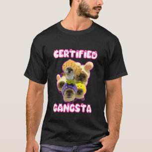 Camiseta Gato Engraçado Certificado de Gangster Goofy Ahh B