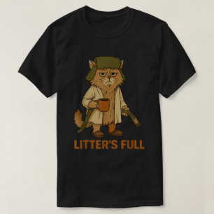 Camiseta Gato Engraçado com a Caixa de Areia Cheia Meme