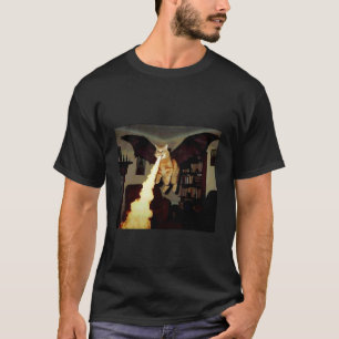 Camiseta Gato Engraçado com Asas de Morcego Meme Gato Dragã