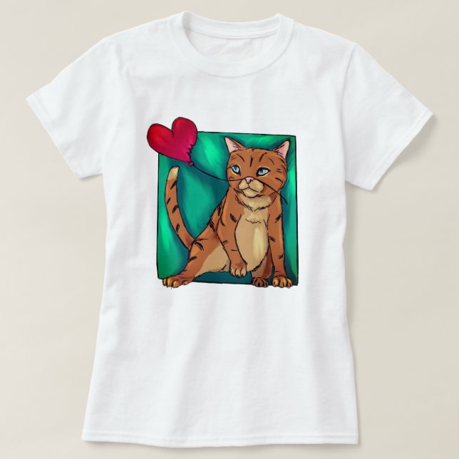 Camiseta Gato engraçado com balão de coração (Frente do Design)