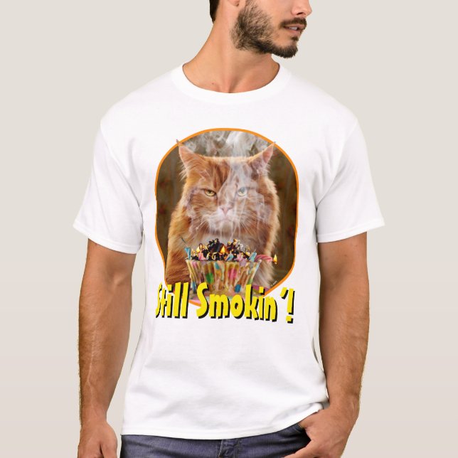Camiseta Gato Engraçado Com Cupcake De Aniversário Derretid (Frente)