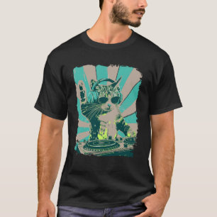 Camiseta Gato Engraçado com Fones de Ouvido e Óculos de Sol