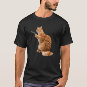Camiseta Gato Engraçado com Kitten Arma