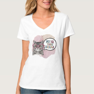 Camiseta Gato Engraçado com Óculos "Meu QI > Seu Drama" - S