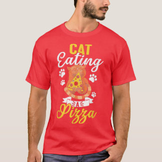 Camiseta Gato Engraçado Comendo Pizza695