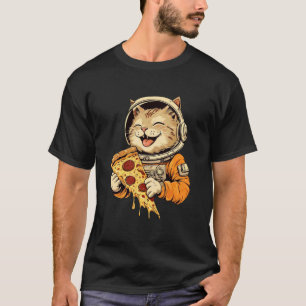 Camiseta Gato Engraçado Comendo Pizza Astronauta Espaço Gal