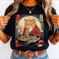 Gato engraçado comendo Ramen Japonês para amantes