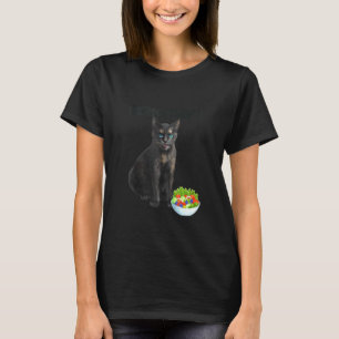 Camiseta Gato Engraçado Confundiu Sério Comer Salada