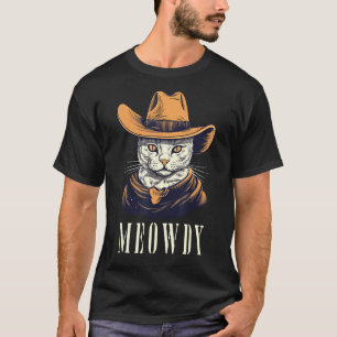 Camiseta Gato Engraçado Cowboy Cowgirl Miau Tchau Miau