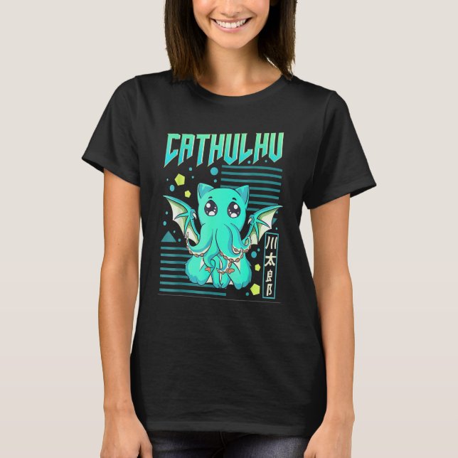 Camiseta Gato Engraçado Cthulhu Pun Cathulhu (Frente)