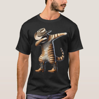 Camiseta Gato Engraçado Dabbing Cowgirl Ocidental País Gati
